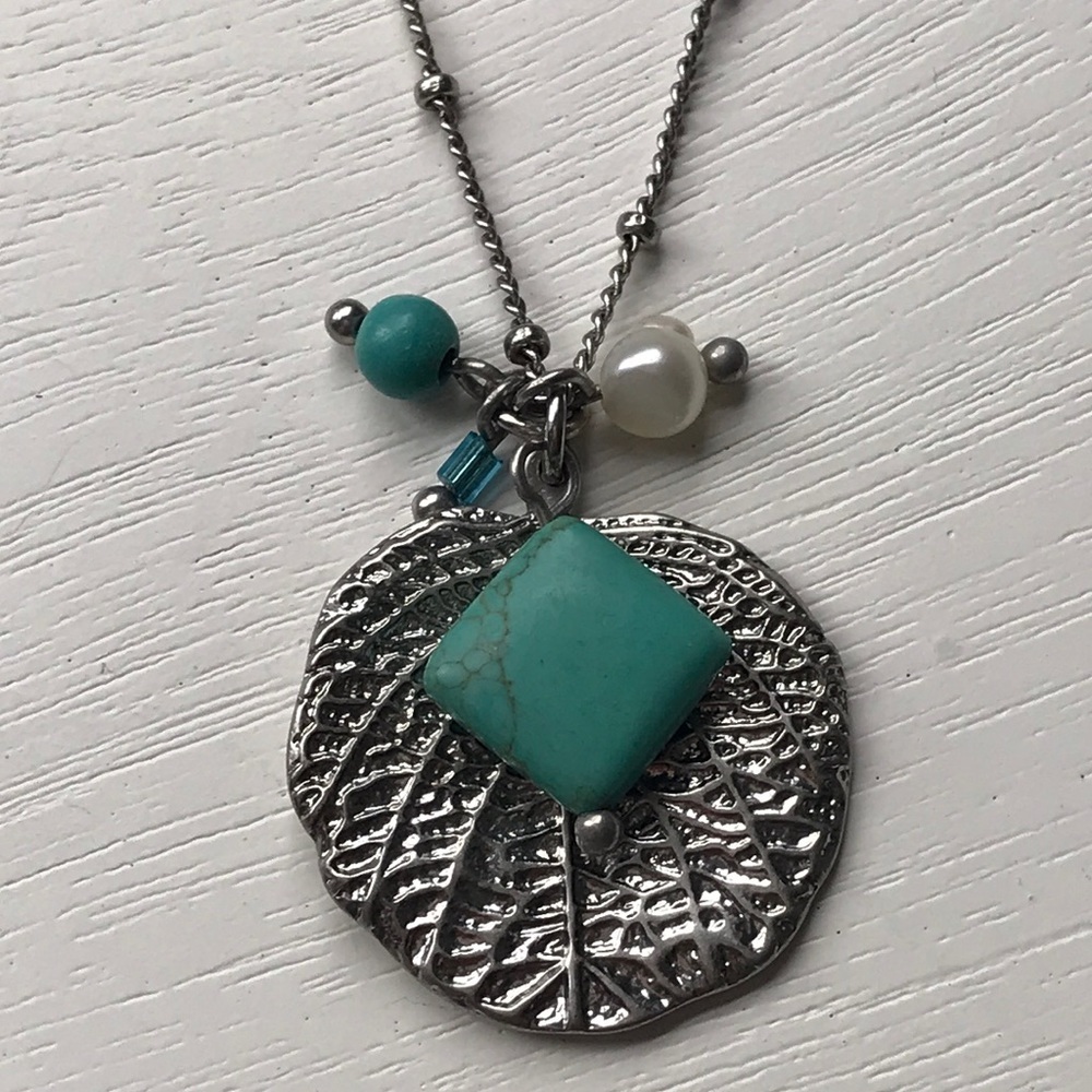 Lia Sophia Turquoise Charm Necklace 18”